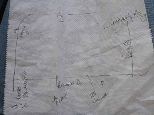 poway fire departments map on napkin